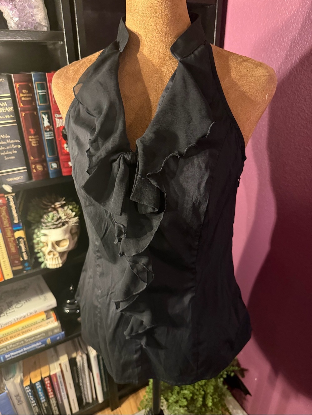 Black Ruffle Halter Women’s Top- express